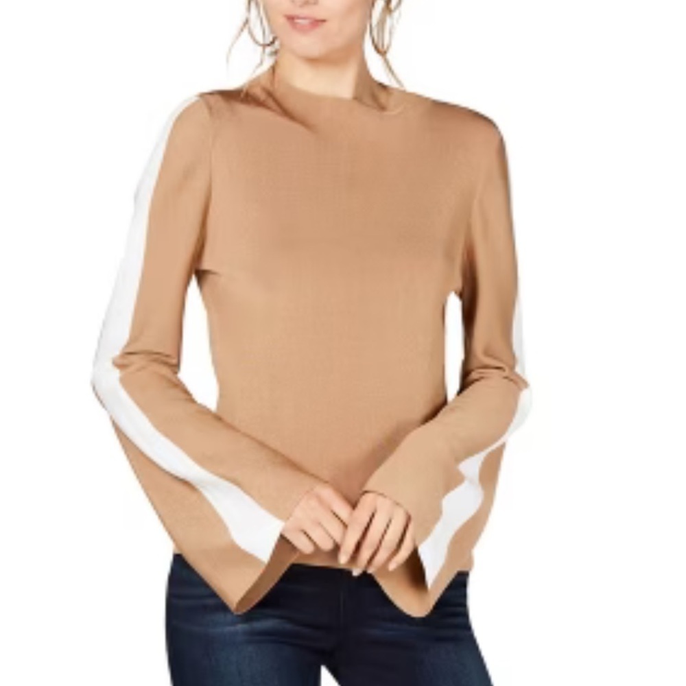 INC Weighted Rayon Bell sleeve top with shimmer fabric